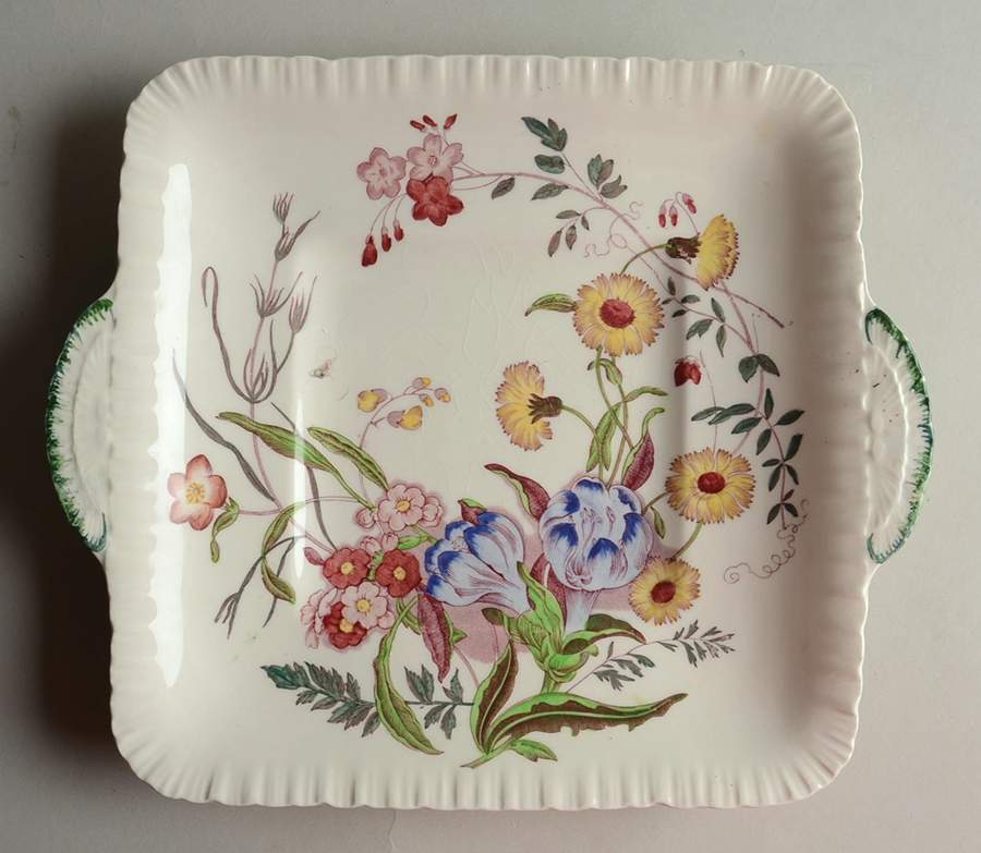 Ranunculus Multicolor Square Handled Cake Plate by Wedgwood-1
