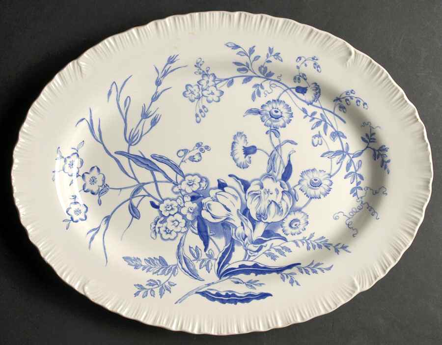 Ranunculus Blue 14" Oval Serving Platter by Wedgwood-1