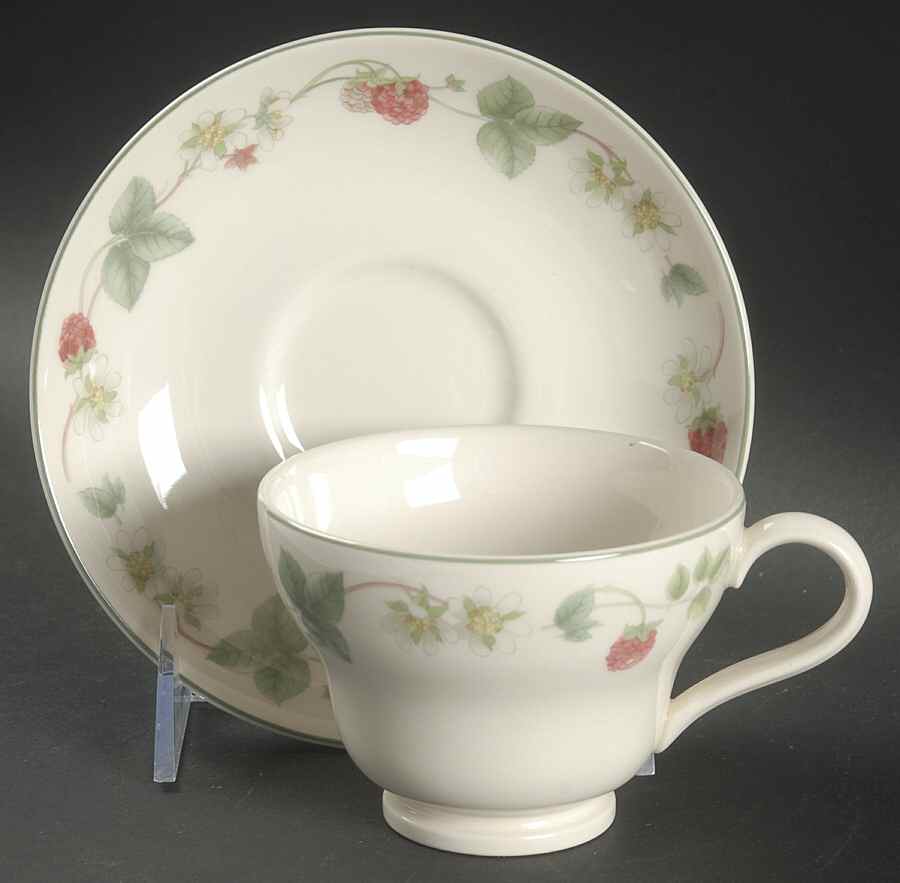 Raspberry Footed Cup & Saucer Set by Wedgwood-1