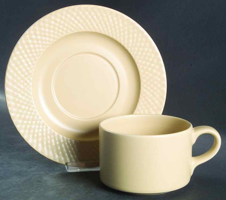 Rattan Flat Cup & Saucer Set by Wedgwood-1