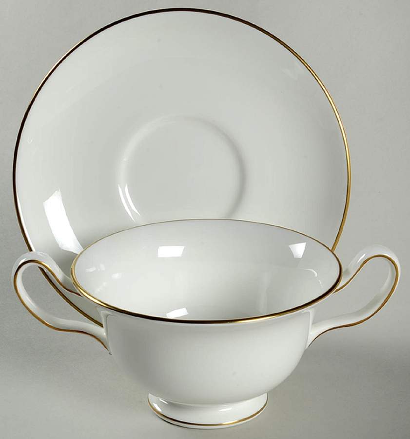 Regal Gold Footed Cream Soup Bowl & Saucer Set by Wedgwood-1