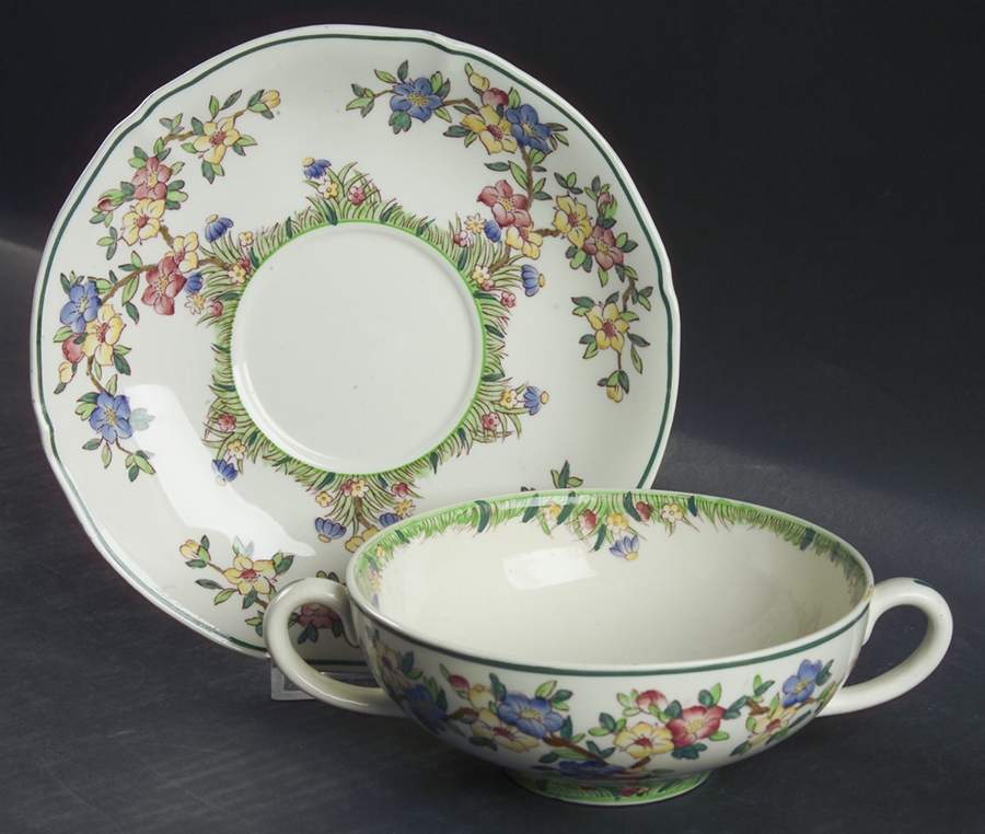 Richborough Flat Cream Soup Bowl & Saucer Set by Wedgwood-1