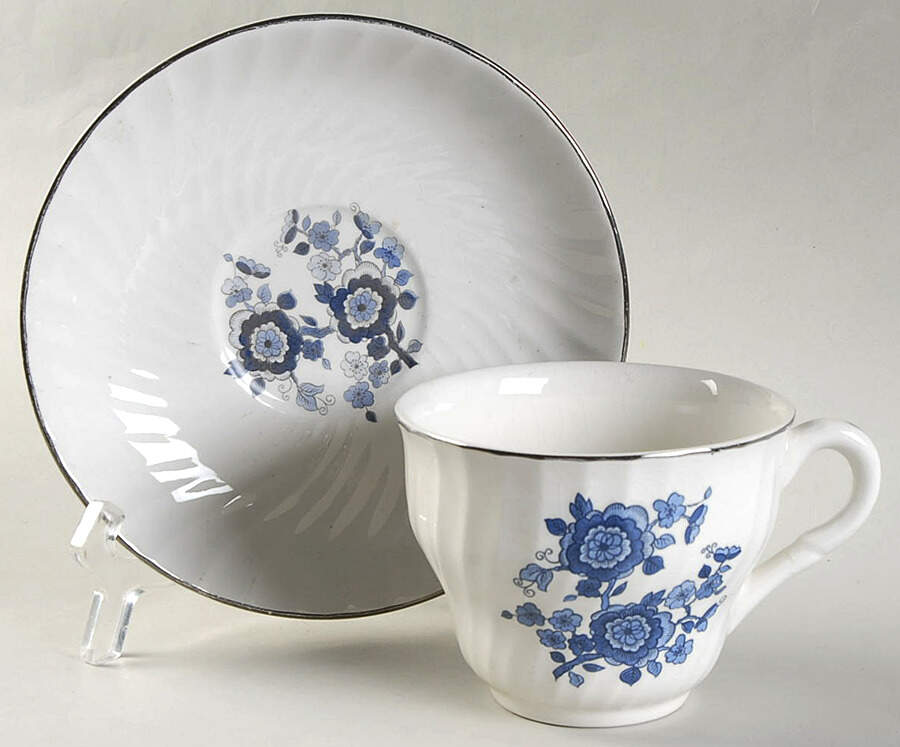 Royal Blue Flat Cup & Saucer Set by Wedgwood-1