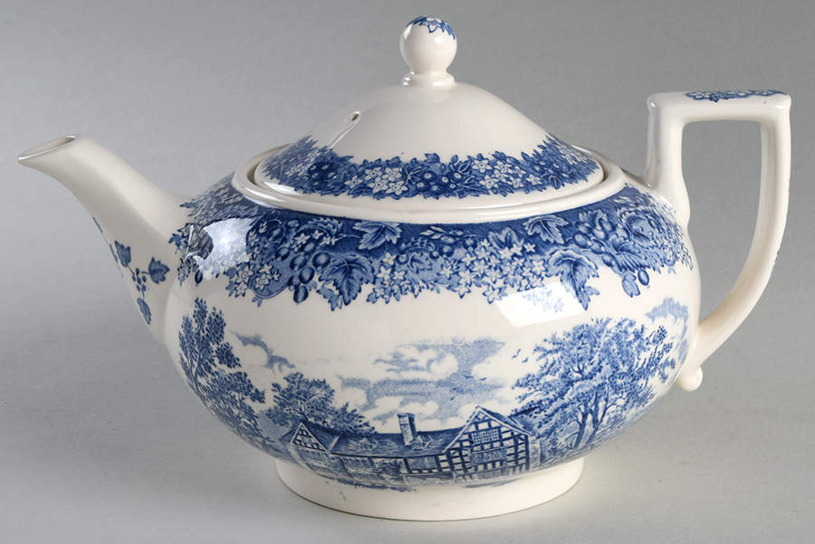 Romantic England Blue Teapot & Lid by Wedgwood-1