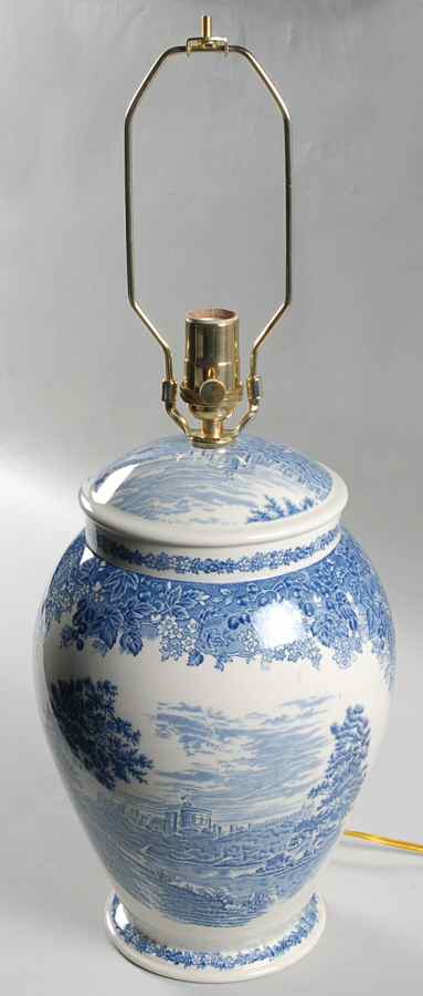 Romantic England Blue Electric Lamp No Shade by Wedgwood-1
