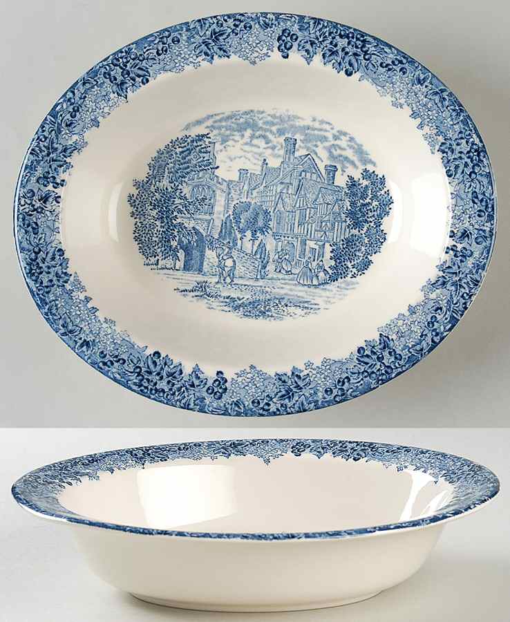 Romantic England Blue 9" Oval Vegetable Bowl by Wedgwood-1