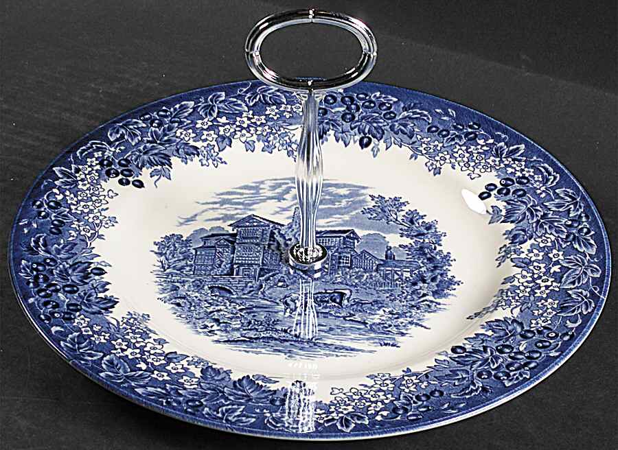 Romantic England Blue Round Serving Plate with Center Handle (Dp) Hc by Wedgwood-1