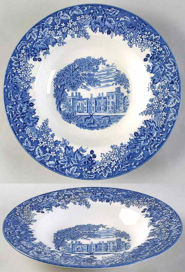 Romantic England Blue Large Rim Soup Bowl by Wedgwood-1
