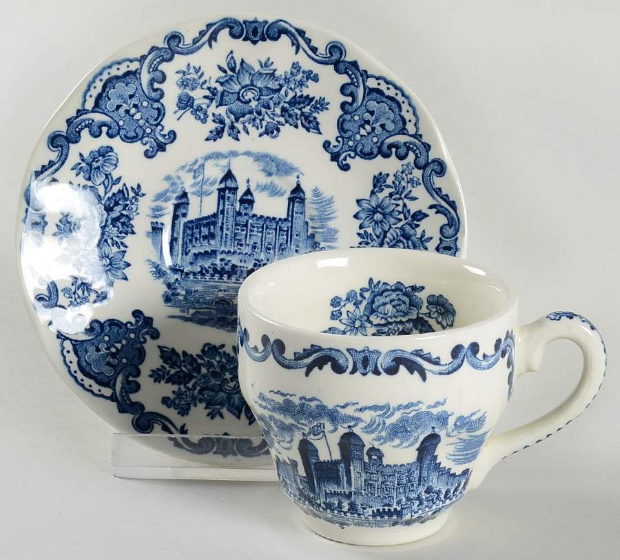 Royal Homes of Britain Blue Flat Demitasse Cup & Saucer Set by Wedgwood-1