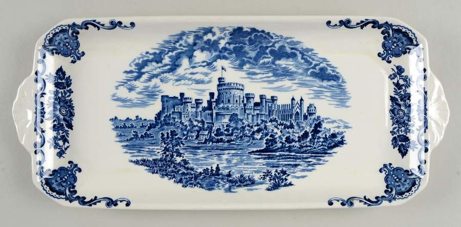 Royal Homes of Britain Blue Large Sandwich Tray by Wedgwood-1