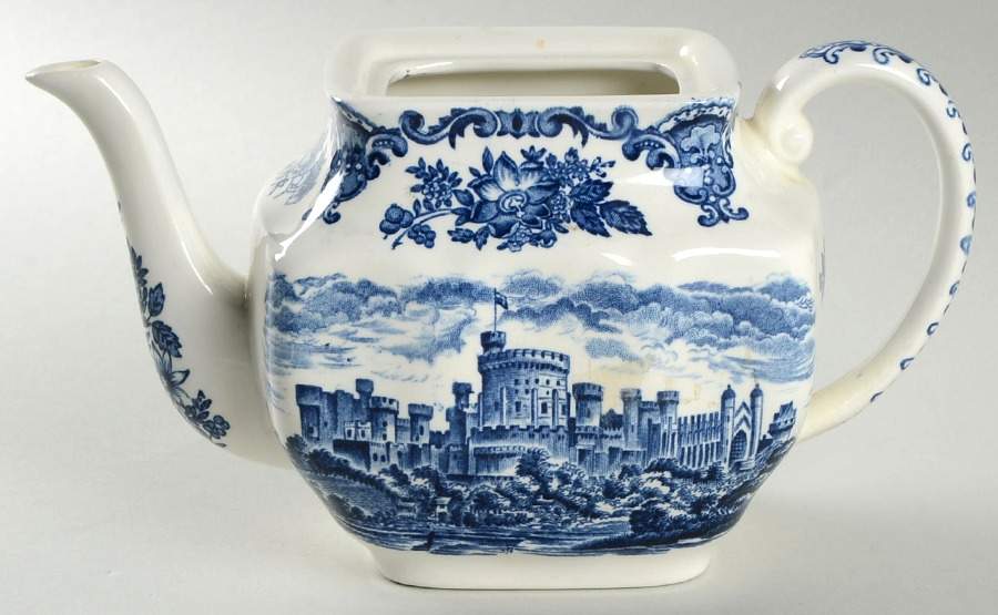 Royal Homes of Britain Blue Teapot No Lid by Wedgwood-1