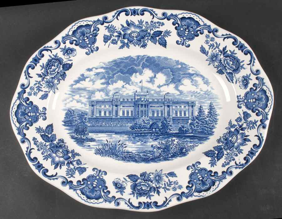 Royal Homes of Britain Blue 16" Oval Serving Platter by Wedgwood-1