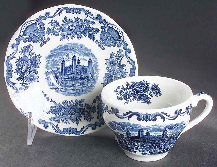 Royal Homes of Britain Blue Flat Cup & Saucer Set by Wedgwood-1