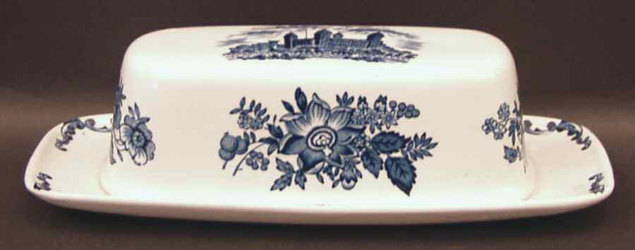 Royal Homes of Britain Blue 1/4 Lb Covered Butter by Wedgwood-1
