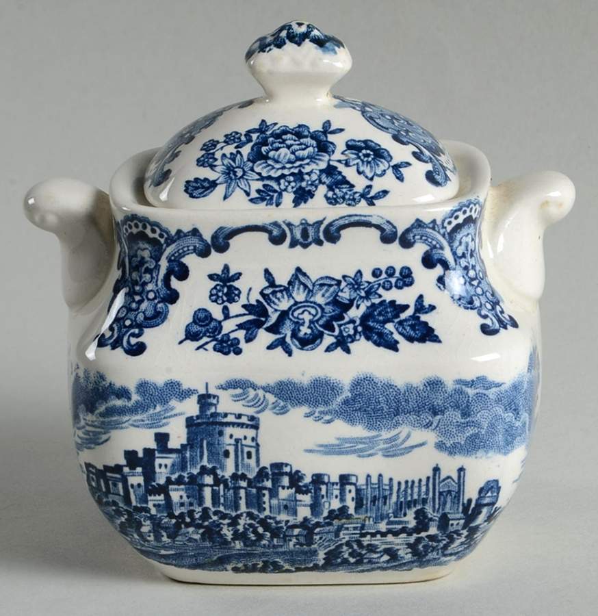 Royal Homes of Britain Blue Mini Sugar Bowl & Lid by Wedgwood-1