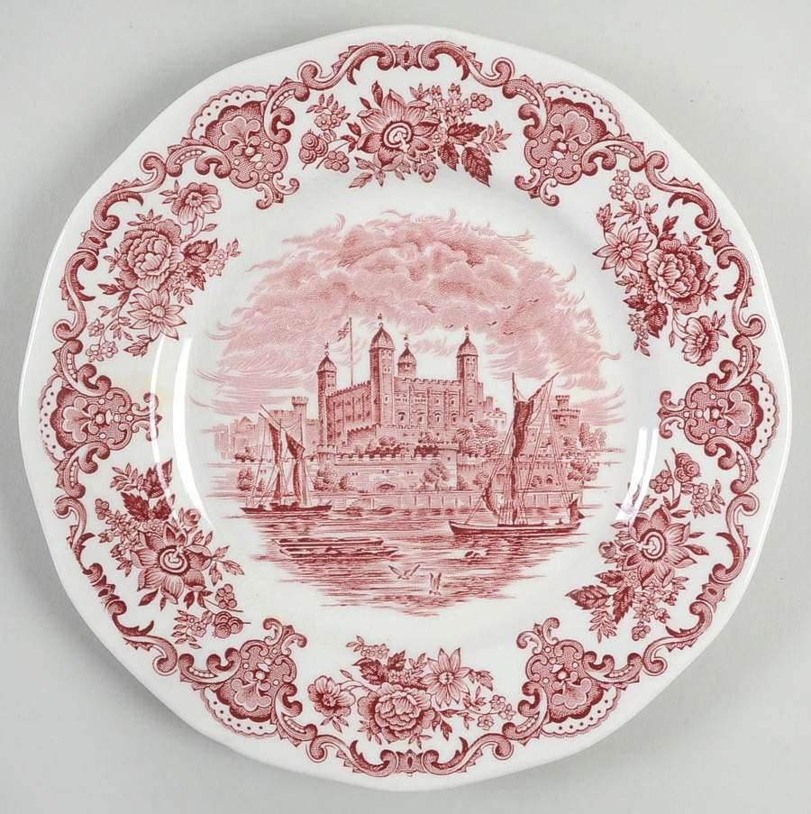 Royal Homes of Britain Pink Dessert/Pie Plate by Wedgwood-1