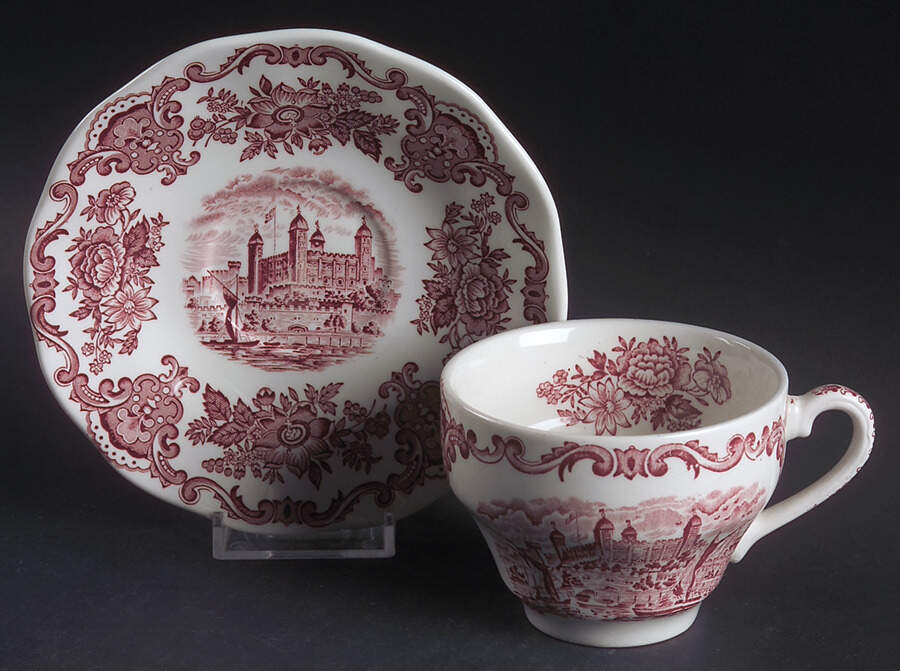 Royal Homes of Britain Pink Flat Cup & Saucer Set by Wedgwood-1