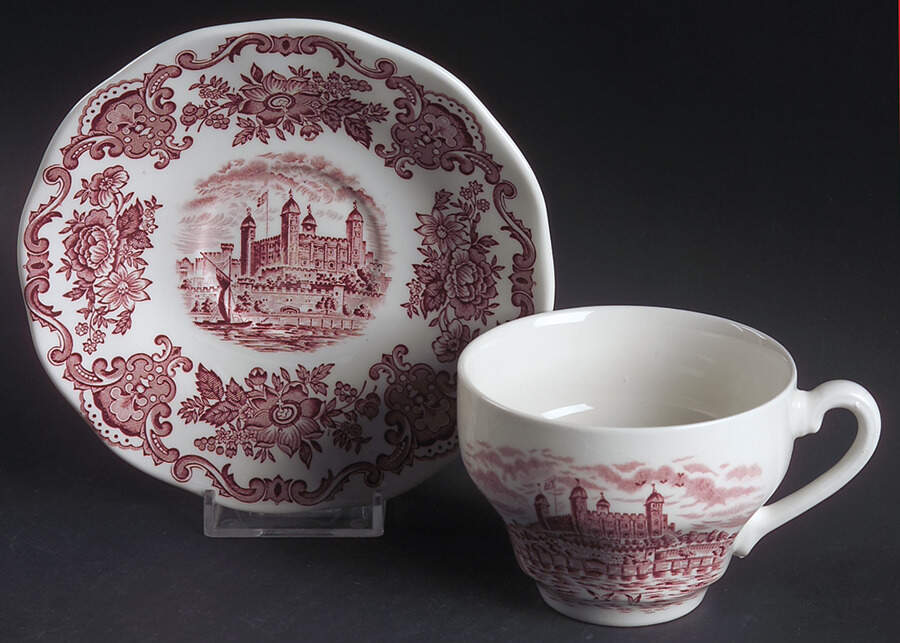 Royal Homes of Britain Pink Flat Cup & Saucer Set by Wedgwood-1