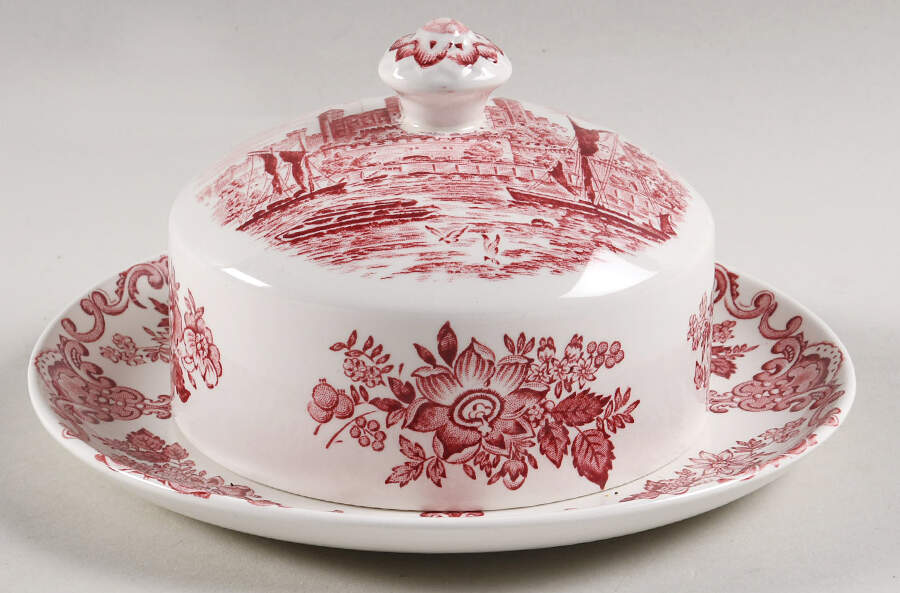Royal Homes of Britain Pink Round Covered Butter by Wedgwood-1
