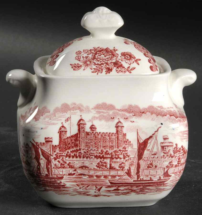 Royal Homes of Britain Pink Sugar Bowl & Lid by Wedgwood-1