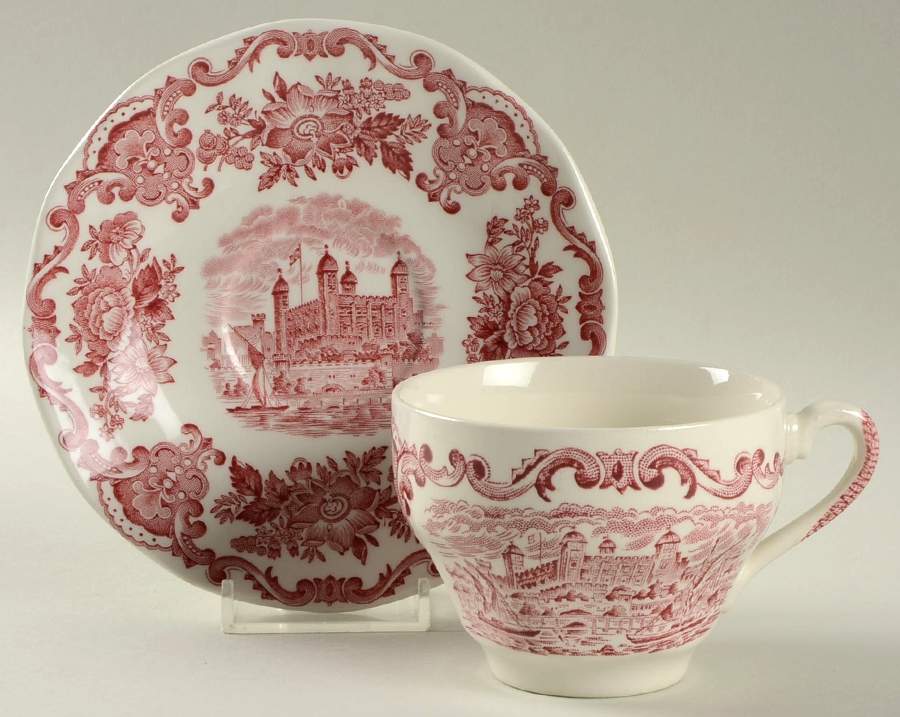 Royal Homes of Britain Pink Flat Cup & Saucer Set by Wedgwood-1