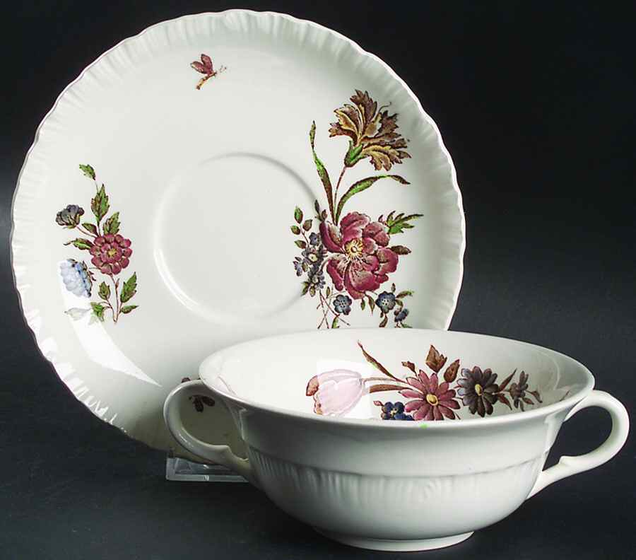 Robert Sprays Flat Cream Soup Bowl & Saucer Set by Wedgwood-1