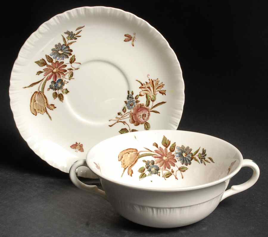 Robert Sprays Flat Cream Soup Bowl & Saucer Set by Wedgwood-1