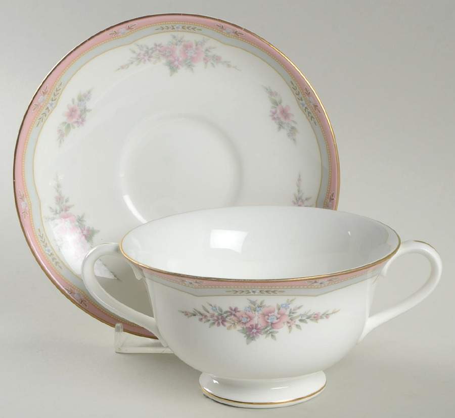 Rosalie Footed Cream Soup Bowl & Saucer Set by Wedgwood-1