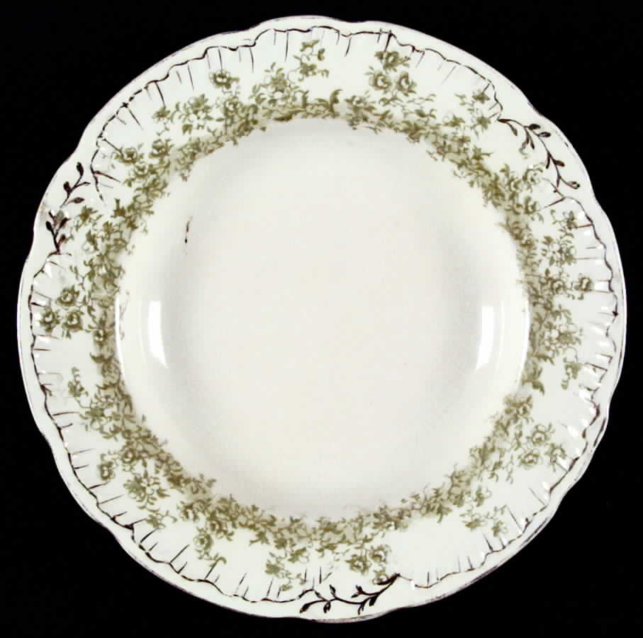 Rosa Green Rim Soup Bowl by Wedgwood-1