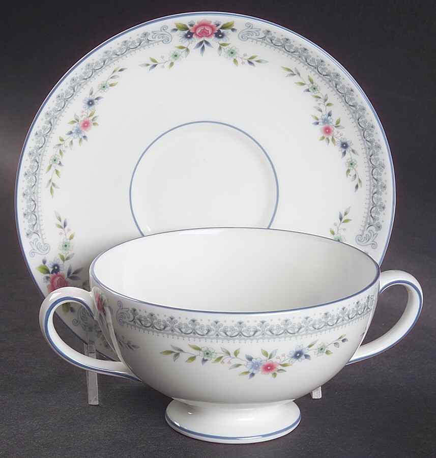 Rosedale Footed Cream Soup Bowl & Saucer Set by Wedgwood-1