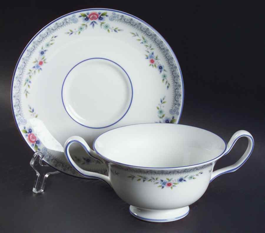 Rosedale Footed Cream Soup Bowl & Saucer Set by Wedgwood-1