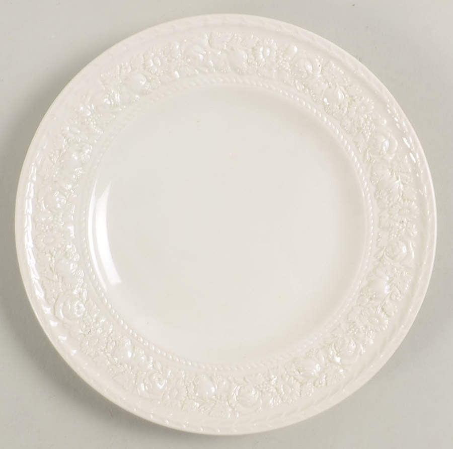 Rose (Cream on Cream, Smooth Edge, Laurel) Bread & Butter Plate by Wedgwood-1