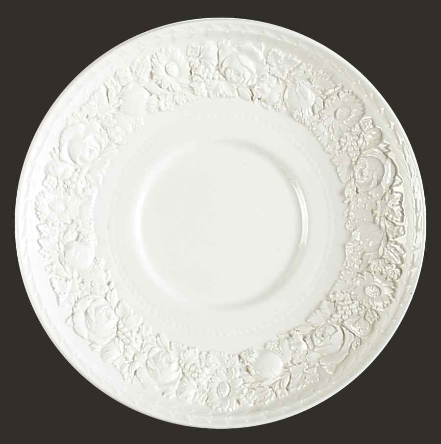 Rose (Cream on Cream, Smooth Edge, Laurel) Saucer by Wedgwood-1