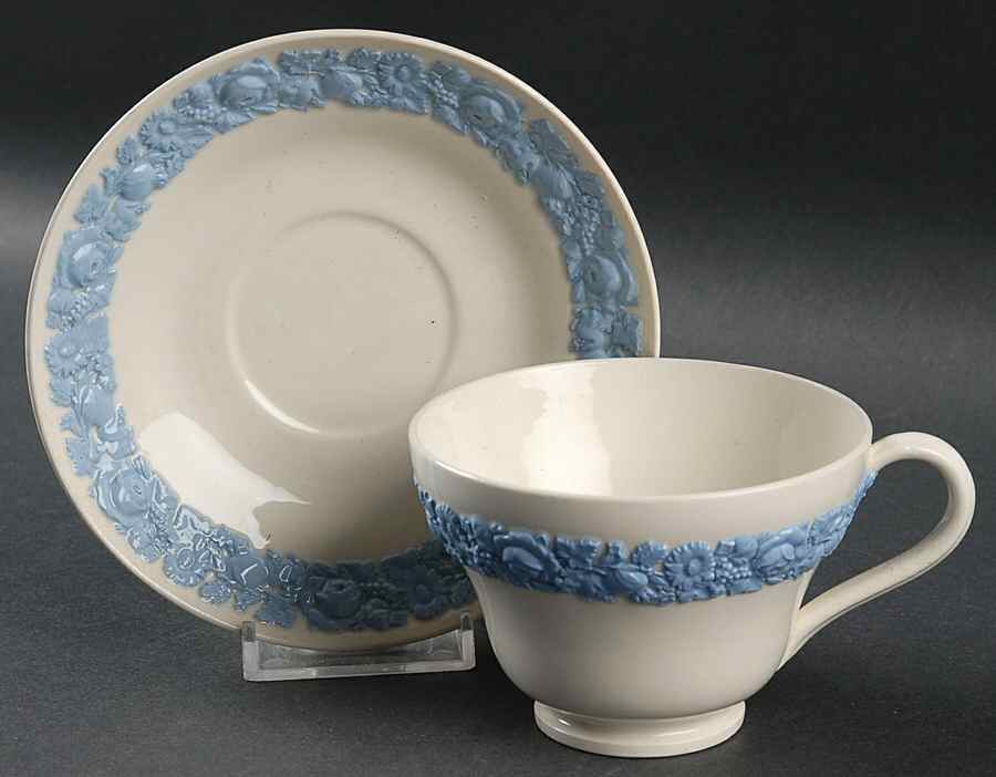 Rose (Lav On Cc) Footed Cup & Saucer Set by Wedgwood-1