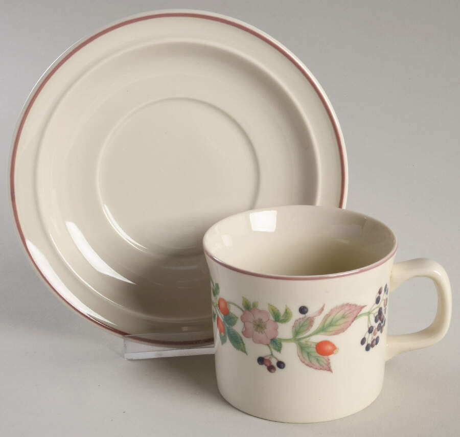 Roseberry Flat Cup & Saucer Set by Wedgwood-1