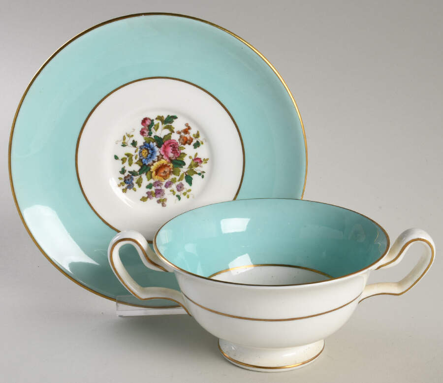 Rosemary Footed Cream Soup Bowl & Saucer Set by Wedgwood-1