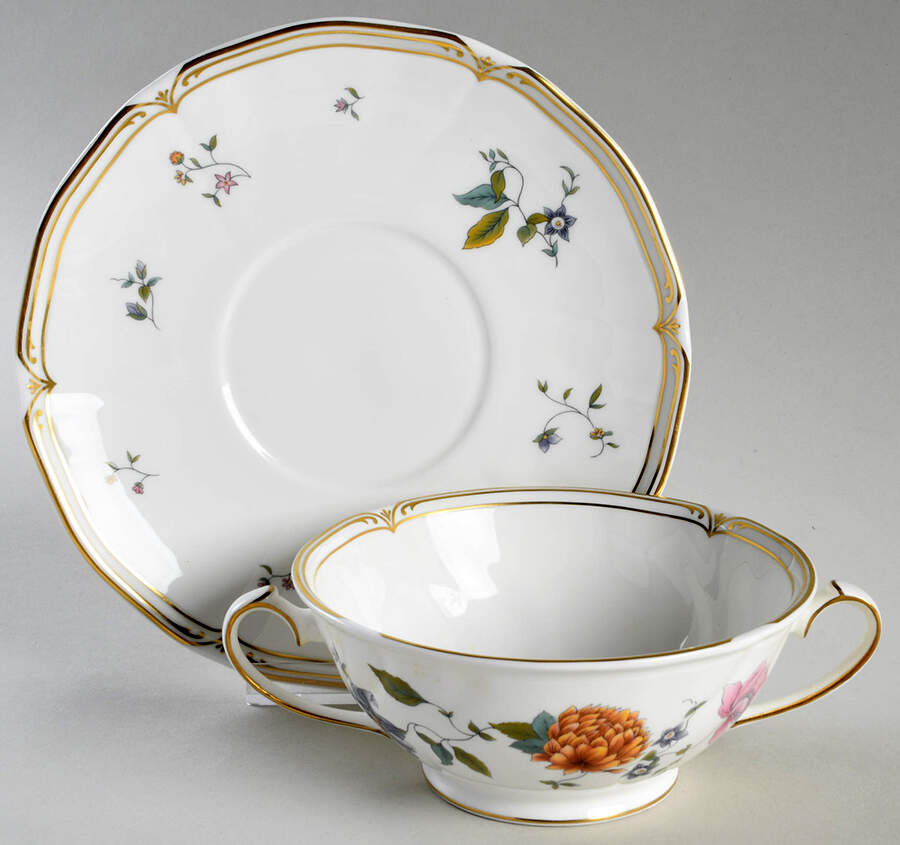 Rosemeade Footed Cream Soup Bowl & Saucer Set by Wedgwood-1