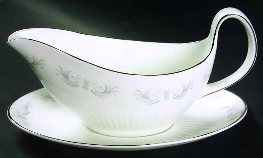 Rouen (Platinum Trim) Gravy Boat & Underplate by Wedgwood-1