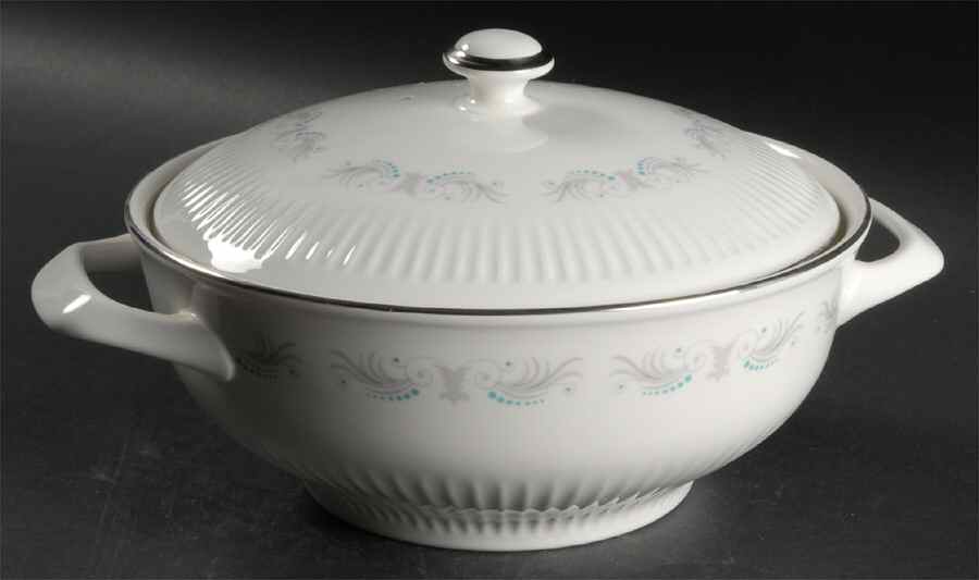 Rouen (Platinum Trim) Round Covered Vegetable by Wedgwood-1