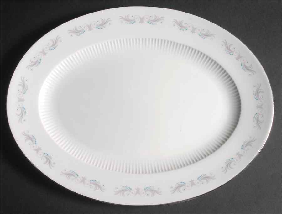 Rouen (Platinum Trim) 15" Oval Serving Platter by Wedgwood-1
