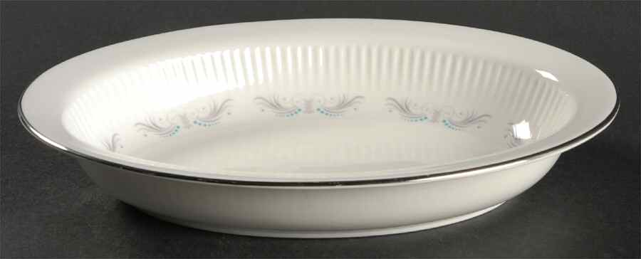 Rouen (Platinum Trim) 10" Oval Vegetable Bowl by Wedgwood-1