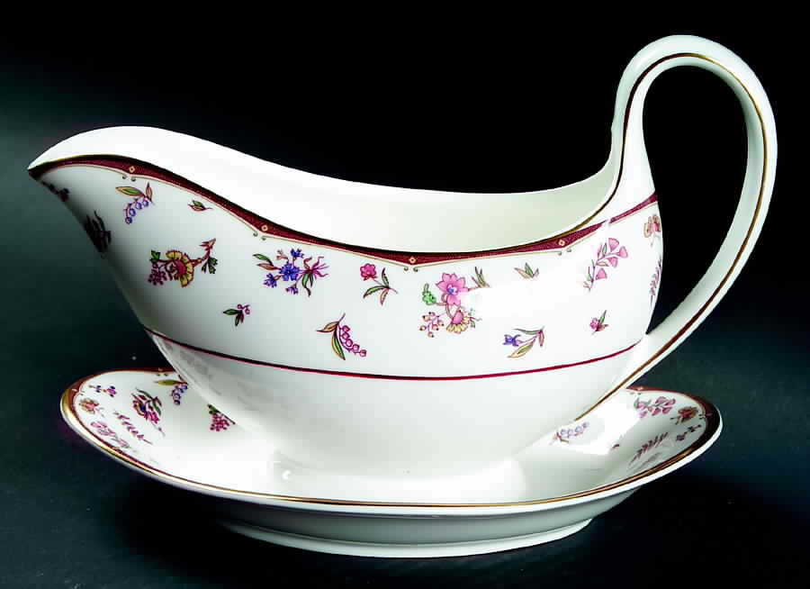 Rouen (Gold Trim) Gravy Boat with Attached Underplate by Wedgwood-1
