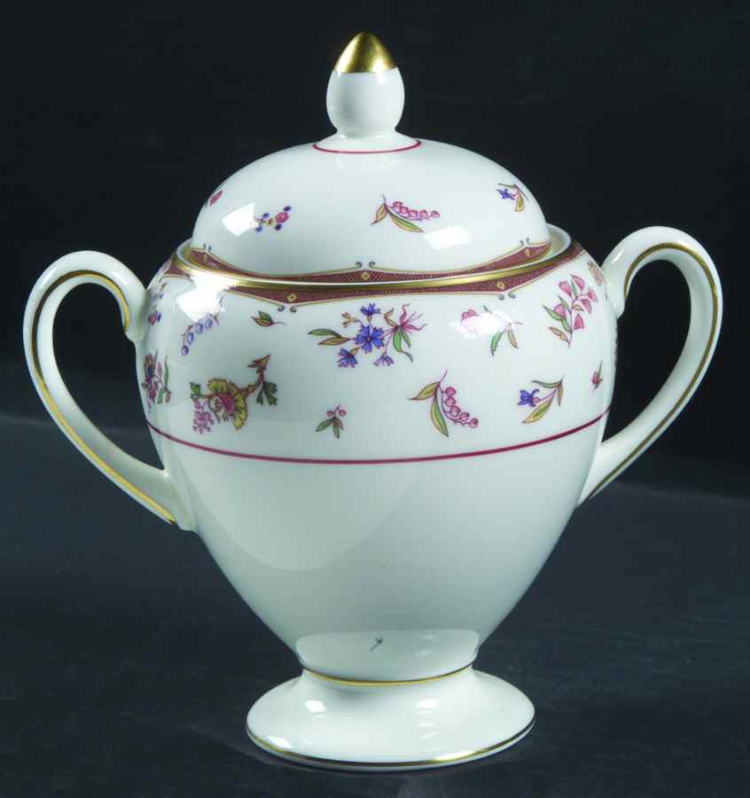 Rouen (Gold Trim) Globe Shape Sugar Bowl & Lid by Wedgwood-1