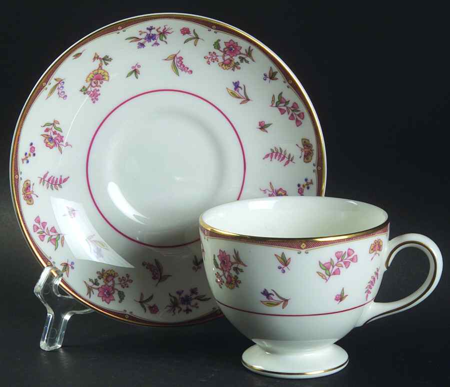 Rouen (Gold Trim) Footed Cup & Saucer Set by Wedgwood-1