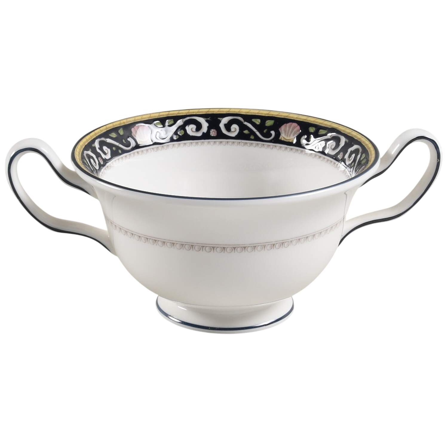 Runnymede Blue Footed Cream Soup Bowl by Wedgwood-1