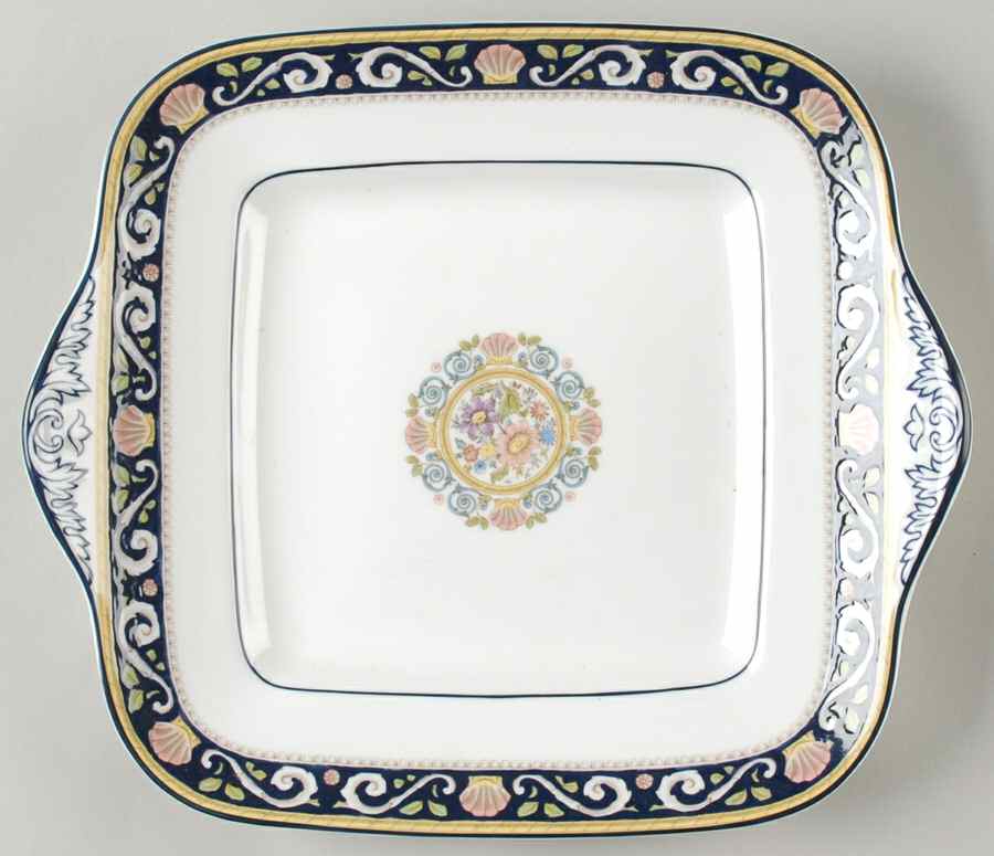 Runnymede Blue Square Handled Cake Plate by Wedgwood-1