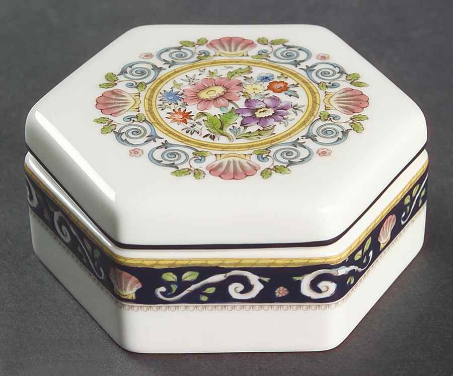 Runnymede Blue Hexagonal Box & Lid by Wedgwood-1