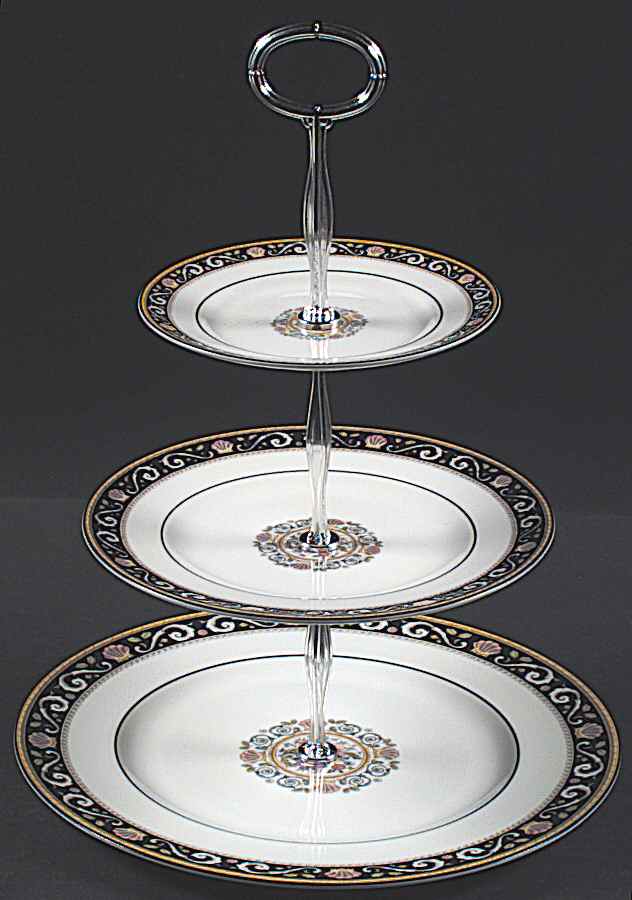 Runnymede Blue 13 7/8"-14 1/4" 3-Tiered Serving Tray(DP,SP,BB) HC by Wedgwood-1