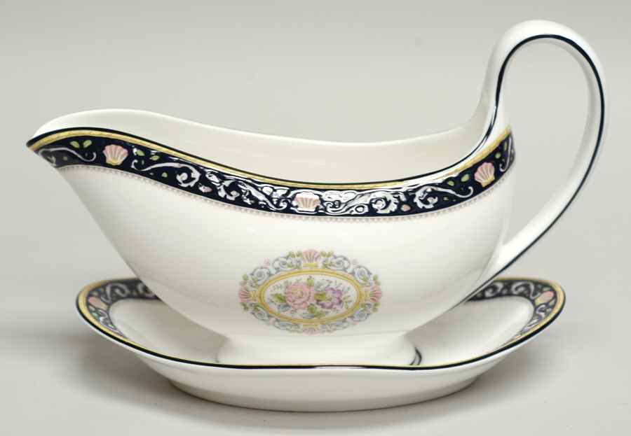 Runnymede Blue Gravy Boat & Underplate by Wedgwood-1