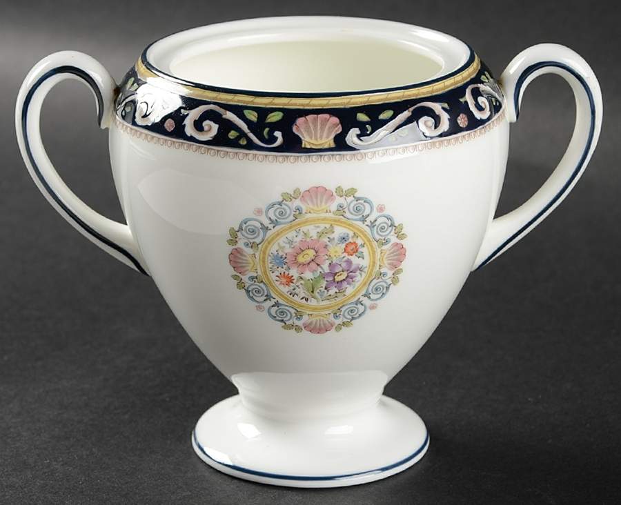 Runnymede Blue Globe Shape Sugar Bowl No Lid by Wedgwood-1